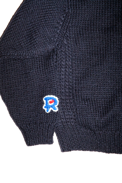 HAND KINITTED ZIP HOODIE (DARK NAVY)