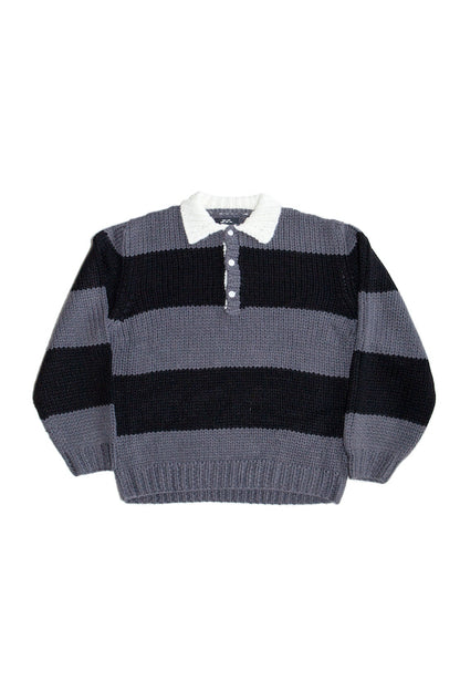 HAND KNITTING RUGBY SHIRT (DARK GRAY)