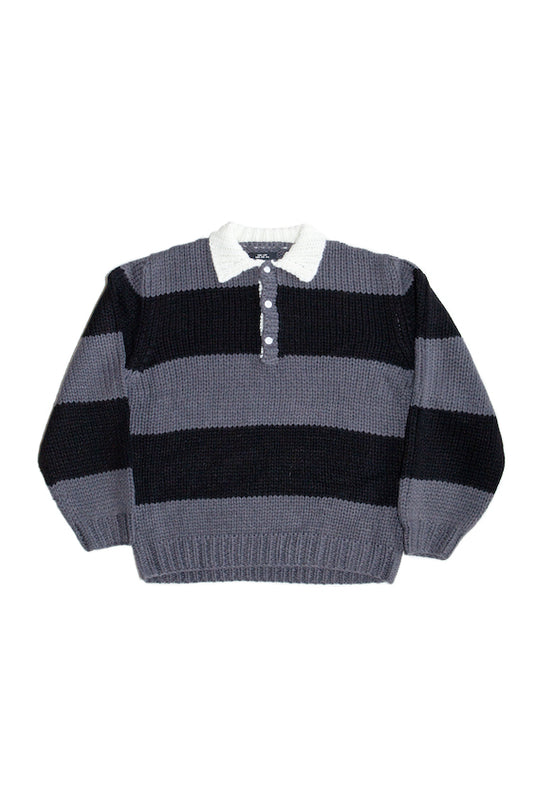 HAND KNITTING RUGBY SHIRT (DARK GRAY)