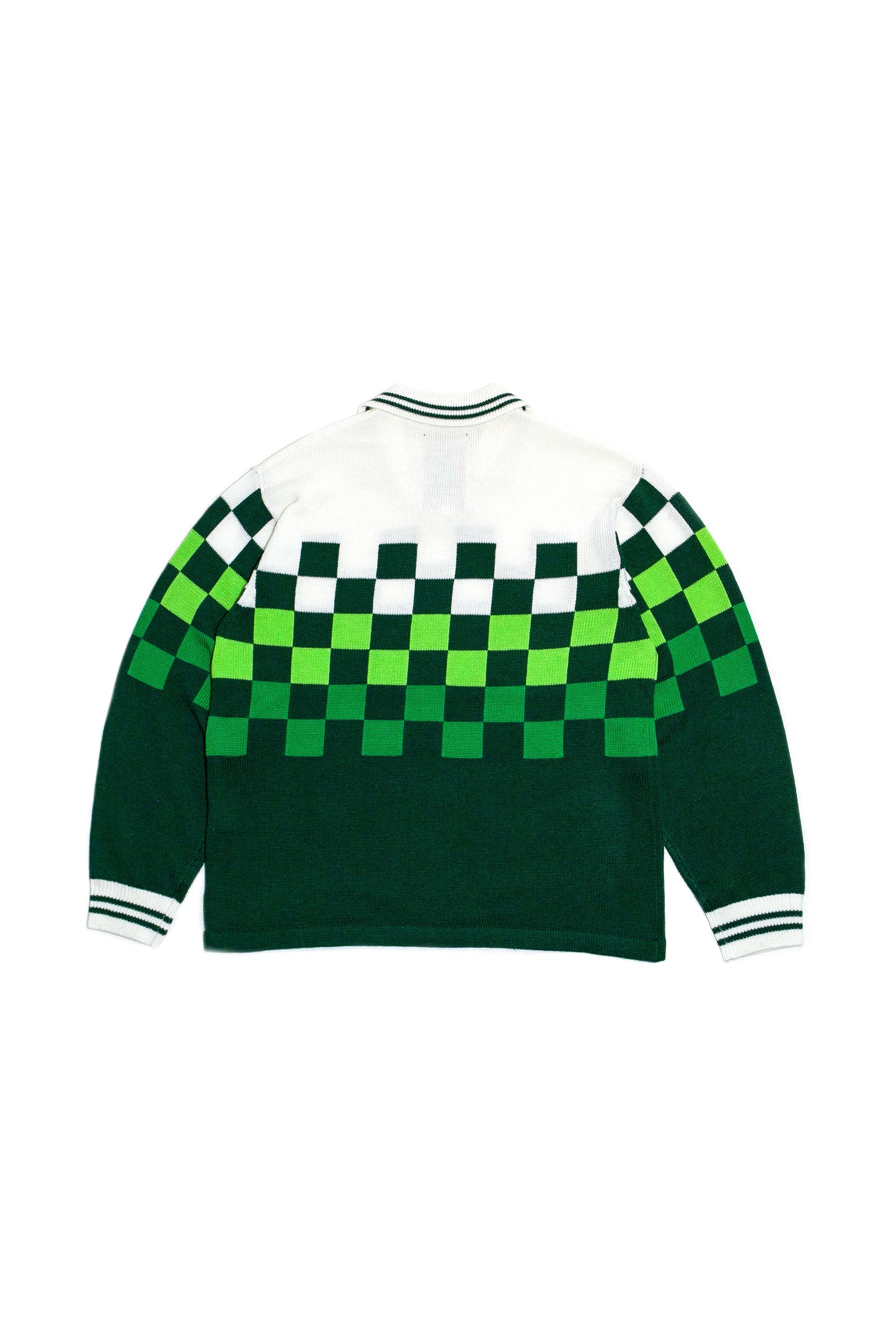KNITTING CHECKERD GAME SHIRT(GREEN)