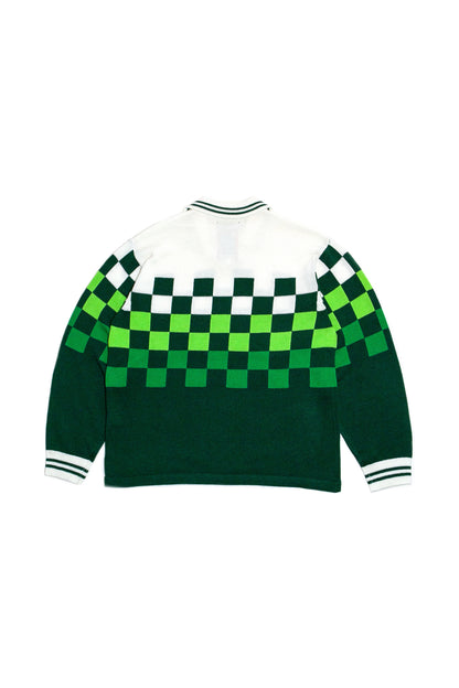 KNITTING CHECKERD GAME SHIRT(GREEN)