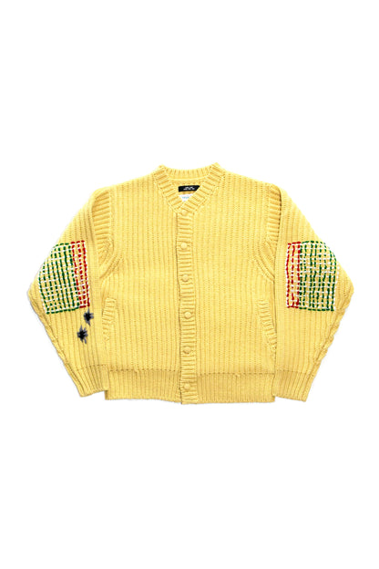 WIDE RIB KNITTED CARDIGAN (MUSTARD YELLOW)