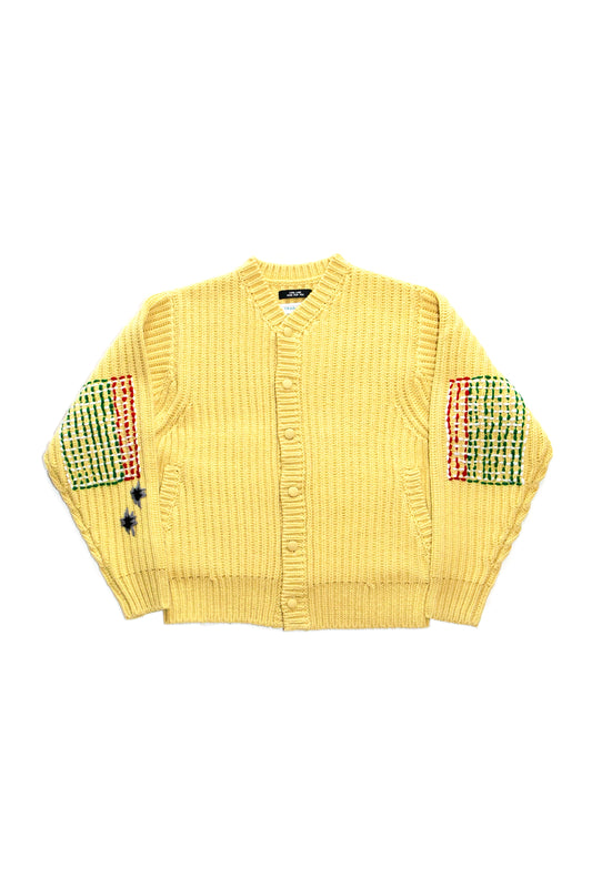WIDE RIB KNITTED CARDIGAN (MUSTARD YELLOW)