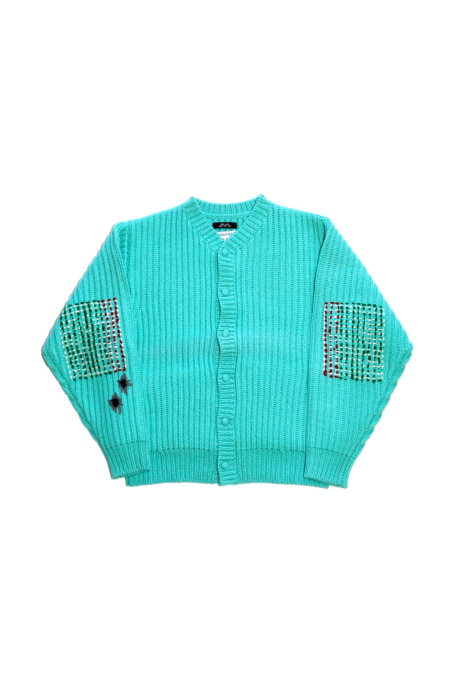 WIDE RIB KNITTED CARDIGAN (TURQUOISE GREEN)