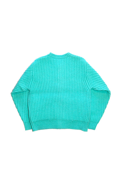 WIDE RIB KNITTED CARDIGAN (TURQUOISE GREEN)