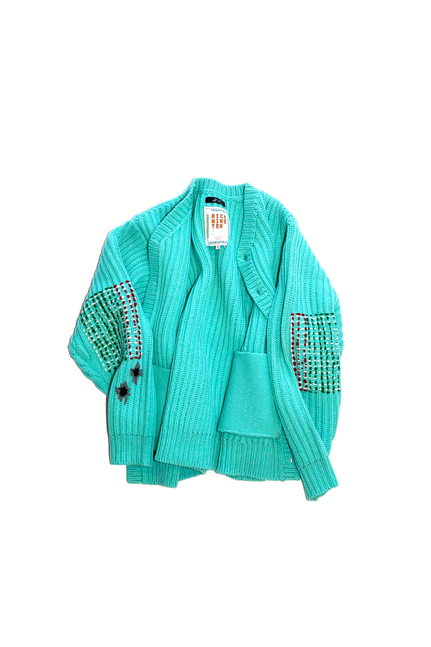 WIDE RIB KNITTED CARDIGAN (TURQUOISE GREEN)