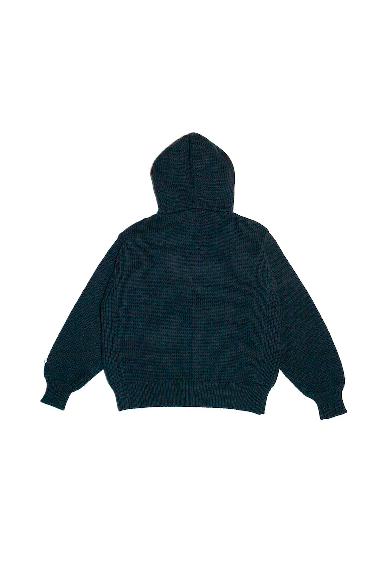 HOME MADE KNITTING ZIP HOODIE  (NAVY)