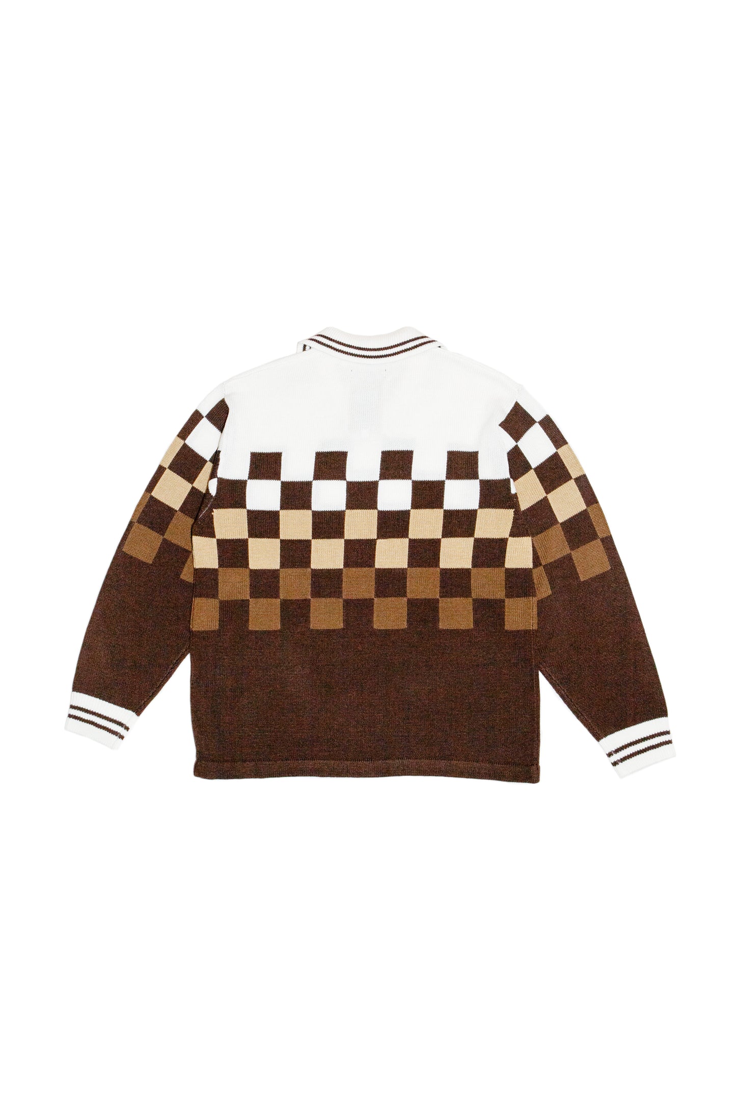KNITTING CHECKERD GAME SHIRT(BROWN)