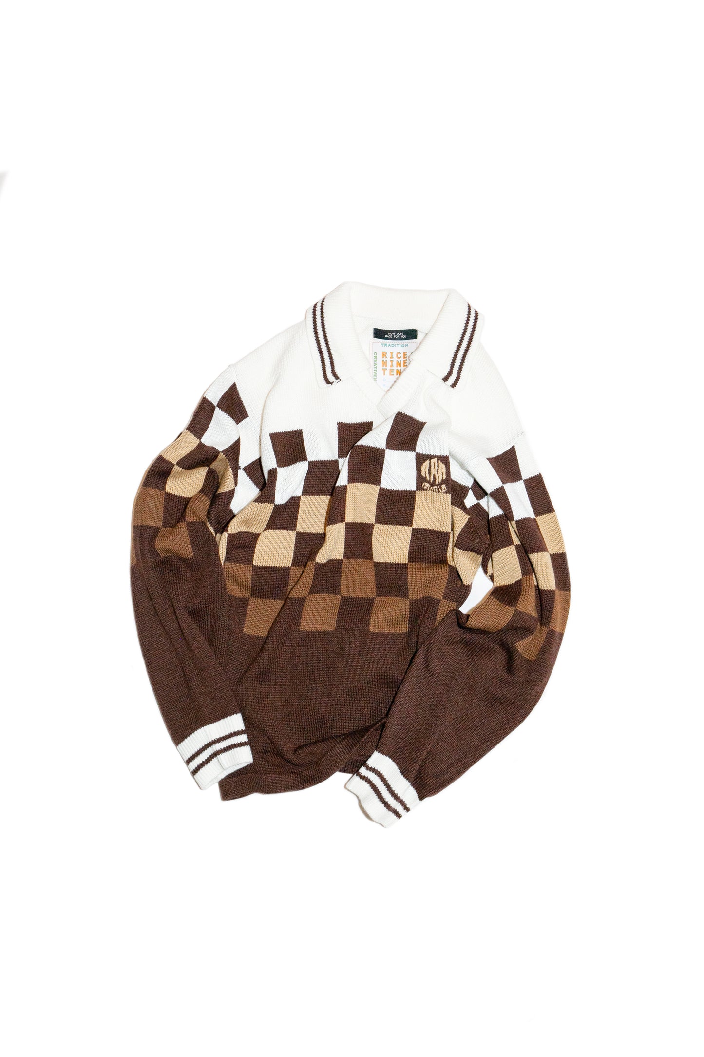 KNITTING CHECKERD GAME SHIRT(BROWN)