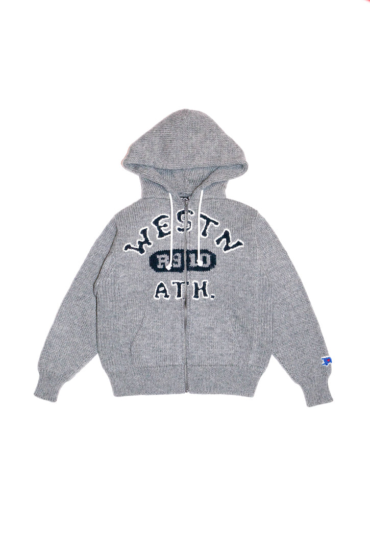 HOME MADE KNITTING ZIP HOODIE  (GRAY)