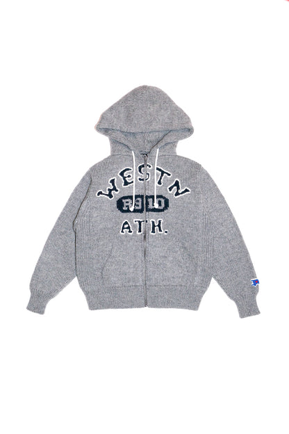 HOME MADE KNITTING ZIP HOODIE  (GRAY)
