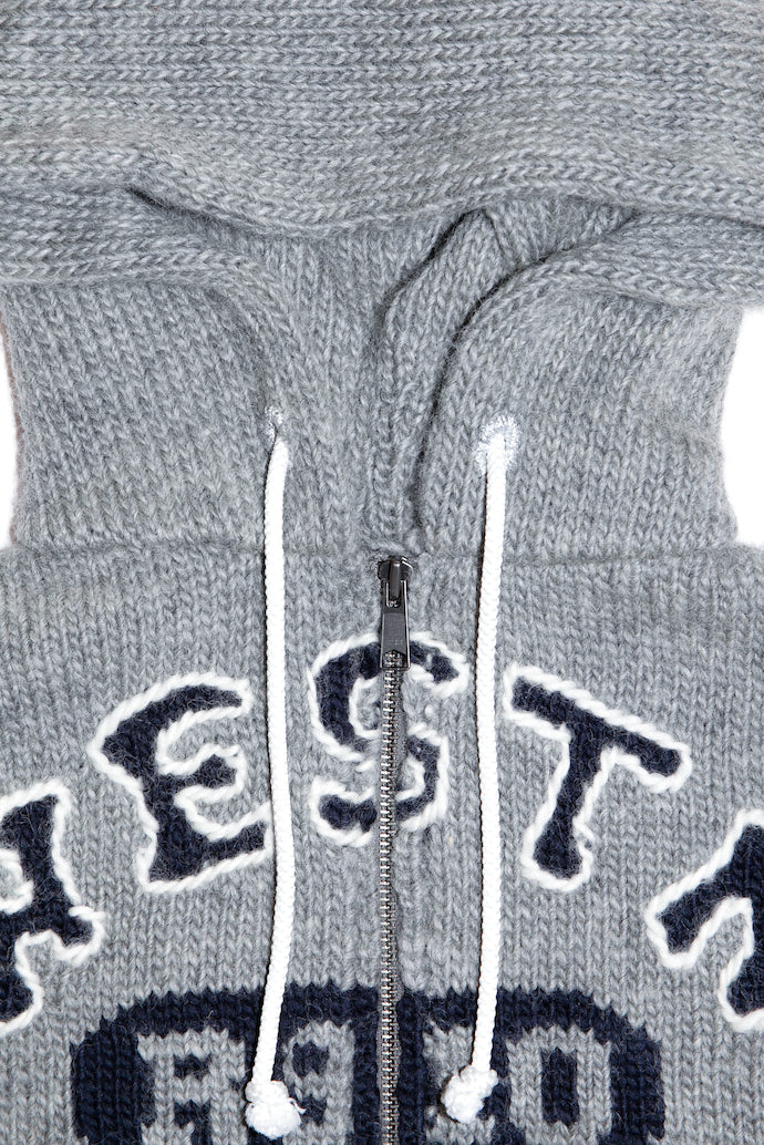 HOME MADE KNITTING ZIP HOODIE  (GRAY)