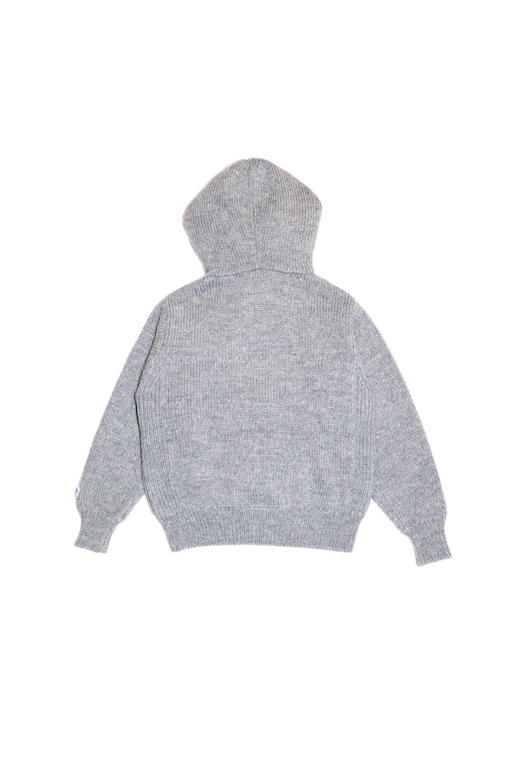 HOME MADE KNITTING ZIP HOODIE  (GRAY)