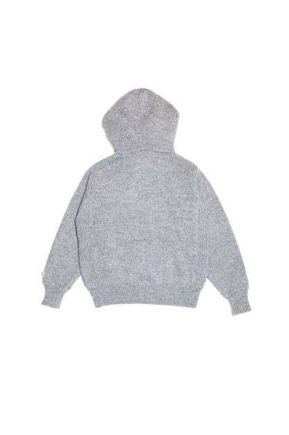 HOME MADE KNITTING ZIP HOODIE  (GRAY)