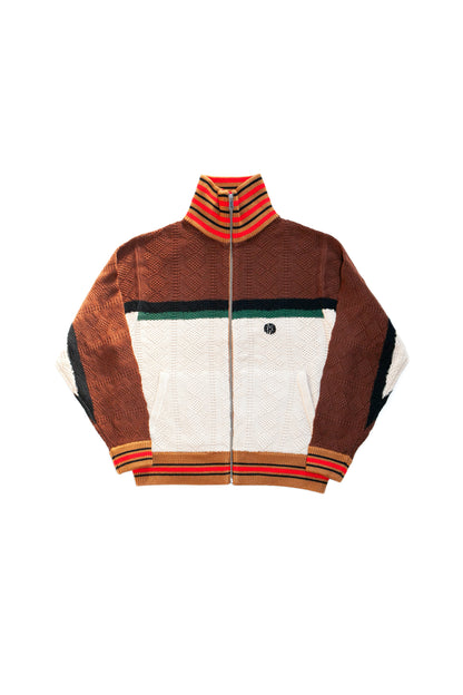 MULTICOLOR KNITTED TRACK JACKET (BROWN)