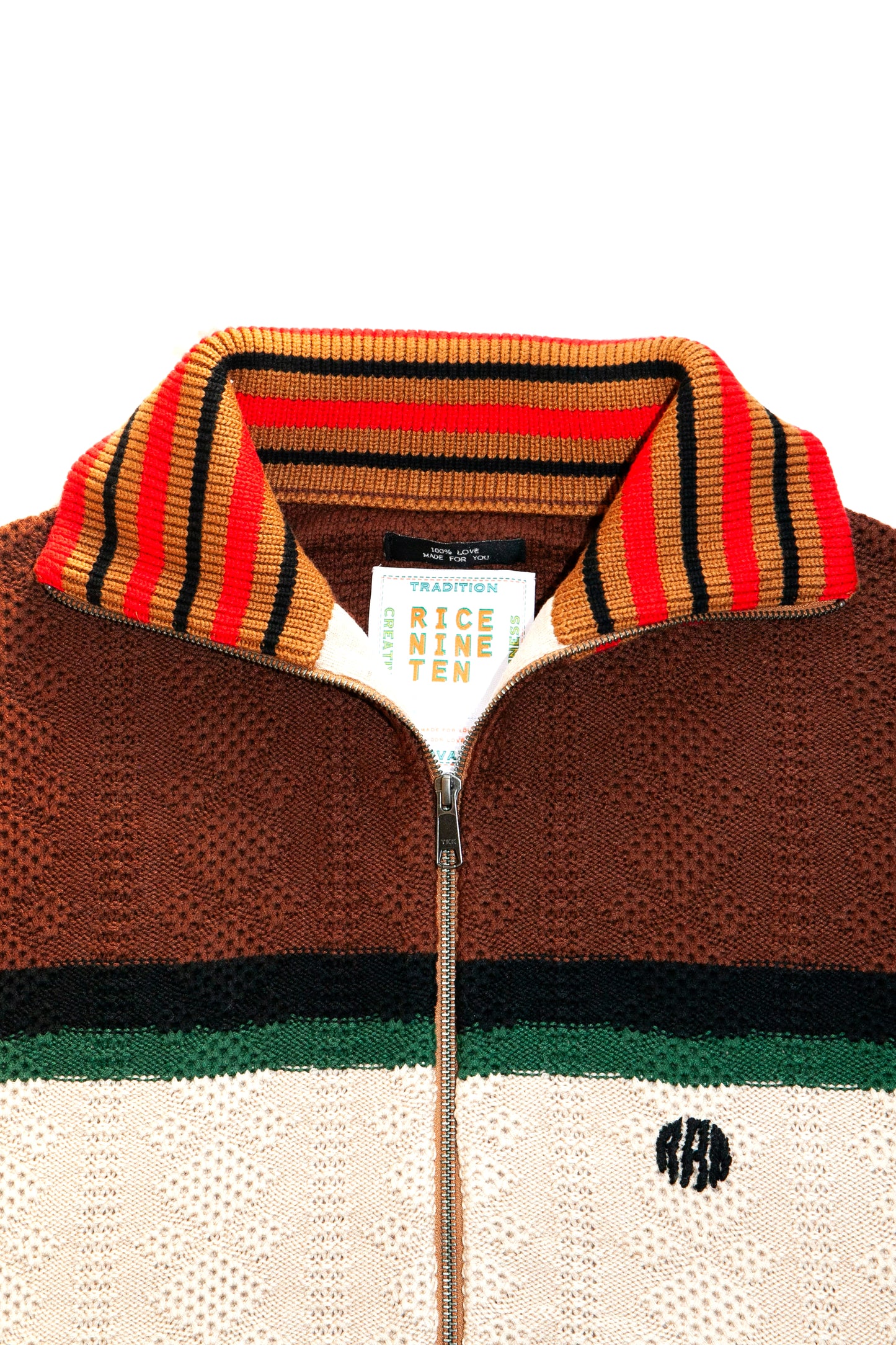 MULTICOLOR KNITTED TRACK JACKET (BROWN)