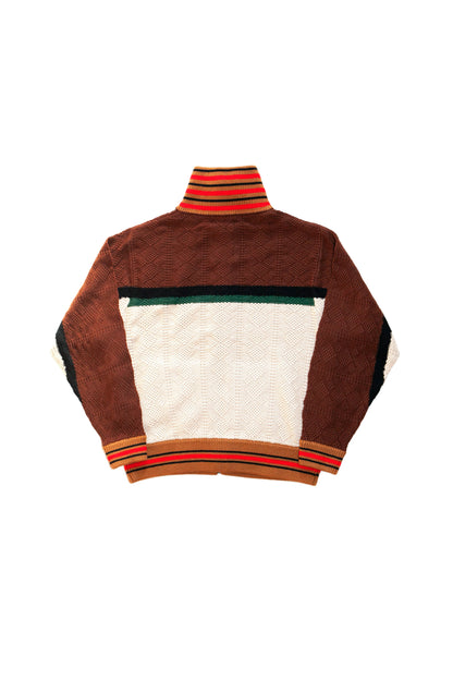 MULTICOLOR KNITTED TRACK JACKET (BROWN)