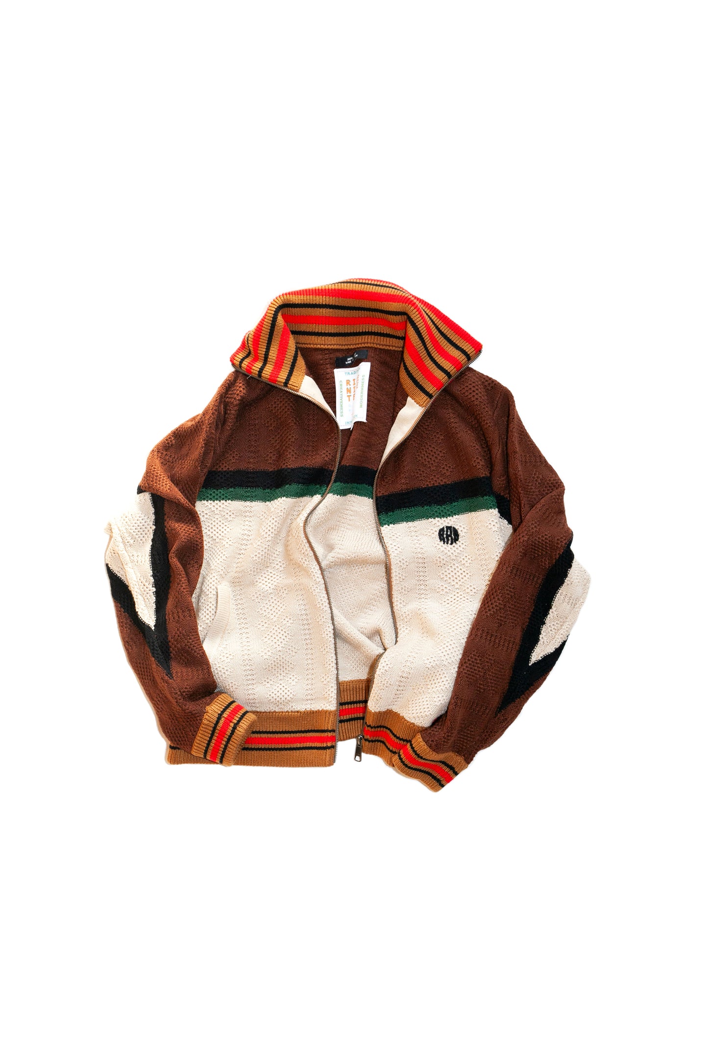 MULTICOLOR KNITTED TRACK JACKET (BROWN)