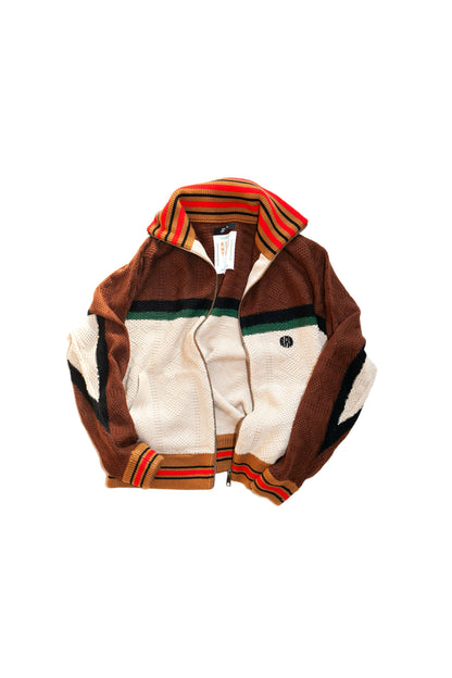 MULTICOLOR KNITTED TRACK JACKET (BROWN)