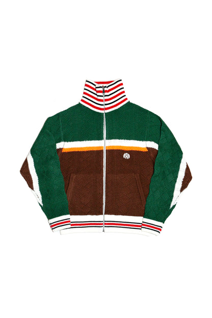 MULTICOLOR KNITTED TRACK JACKET  (DARK GREEN)