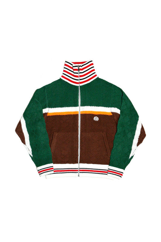 MULTICOLOR KNITTED TRACK JACKET (DARK GREEN)