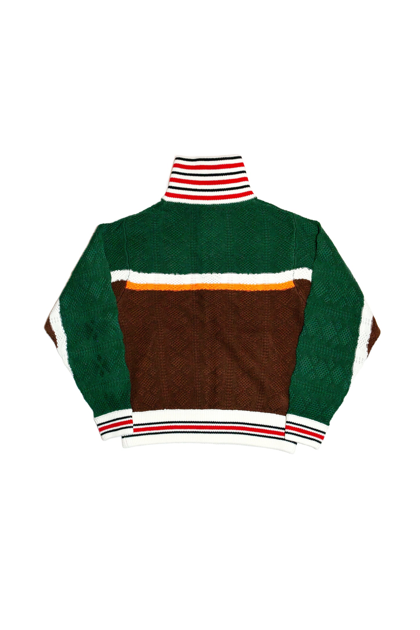 MULTICOLOR KNITTED TRACK JACKET  (DARK GREEN)