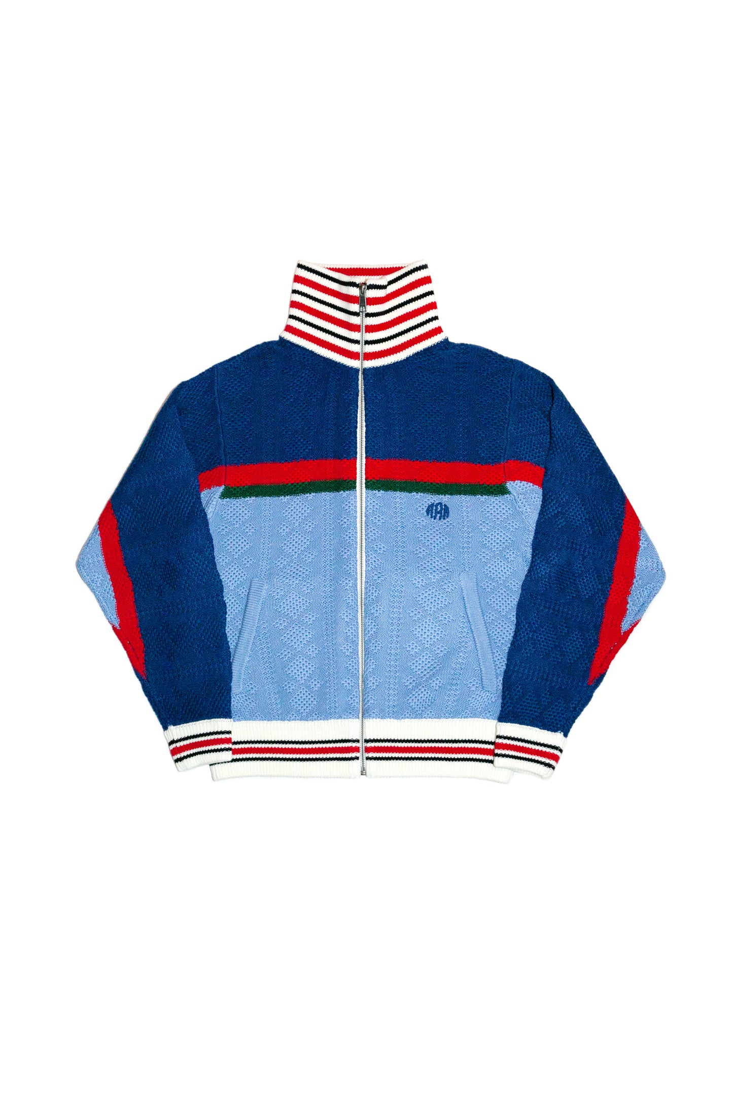 MULTICOLOR KNITTED TRACK JACKET  (NAVY BLUE)