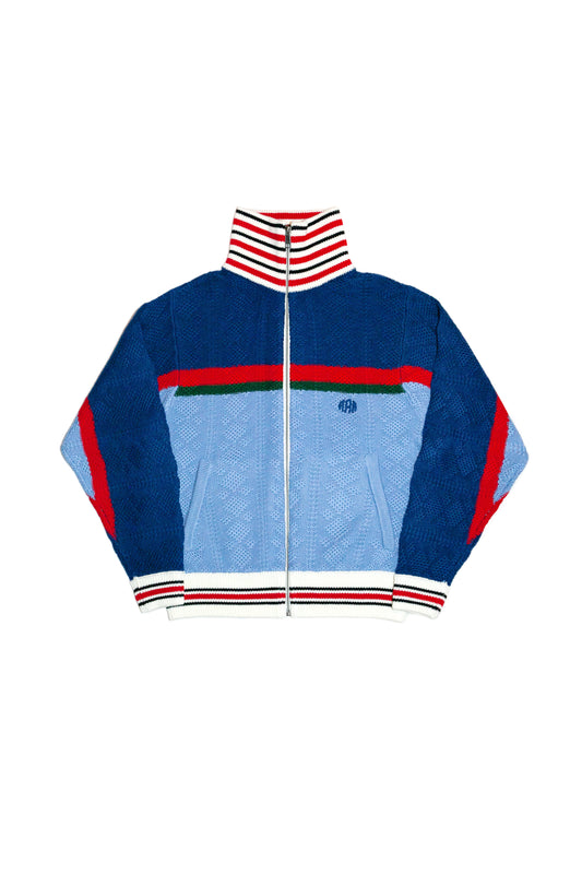 MULTICOLOR KNITTED TRACK JACKET (NAVY BLUE)