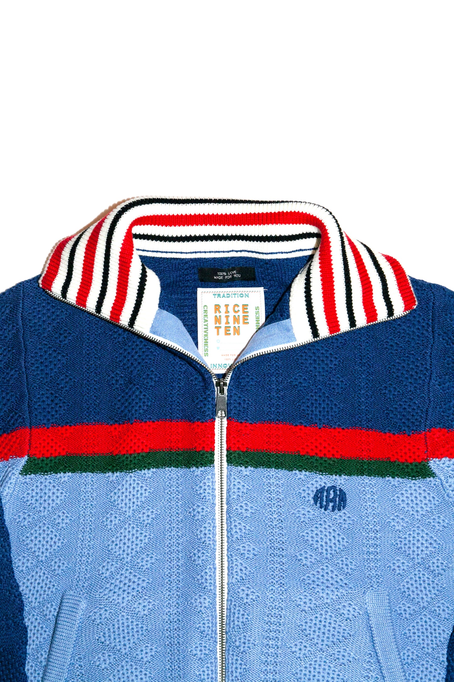 MULTICOLOR KNITTED TRACK JACKET  (NAVY BLUE)