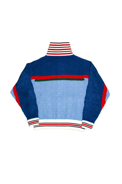 MULTICOLOR KNITTED TRACK JACKET  (NAVY BLUE)