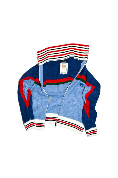 MULTICOLOR KNITTED TRACK JACKET  (NAVY BLUE)