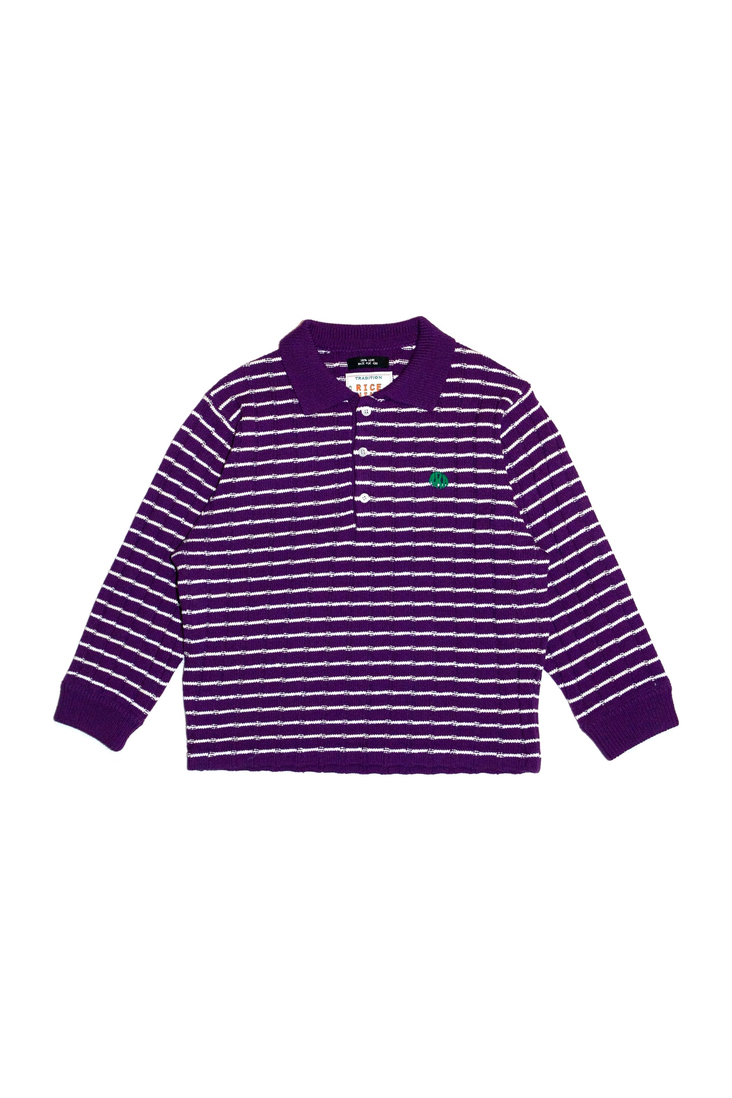 KNITTED CROPPED POLO SHIRT  (PURPLE)
