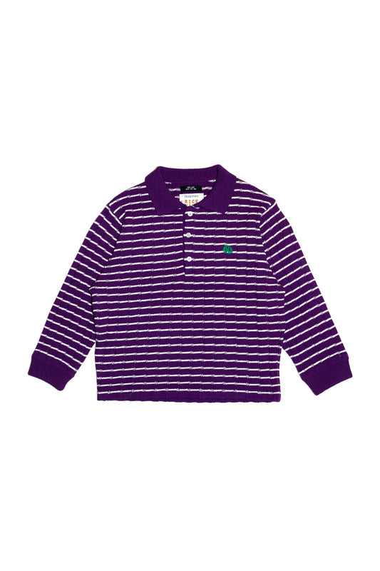 KNITTED CROPPED POLO SHIRT (PURPLE)