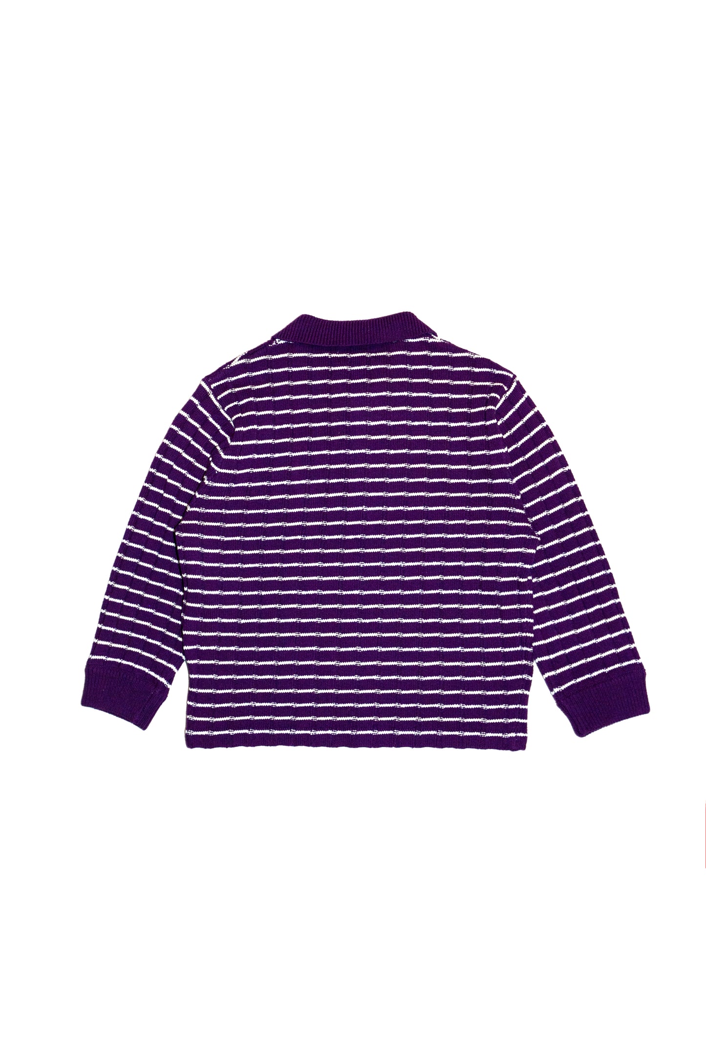 KNITTED CROPPED POLO SHIRT  (PURPLE)