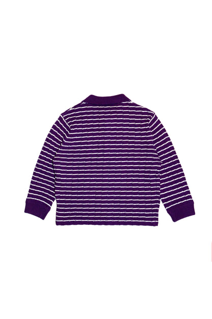 KNITTED CROPPED POLO SHIRT  (PURPLE)