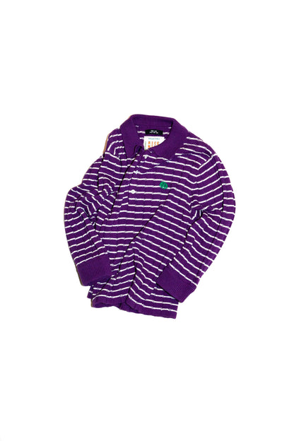 KNITTED CROPPED POLO SHIRT  (PURPLE)