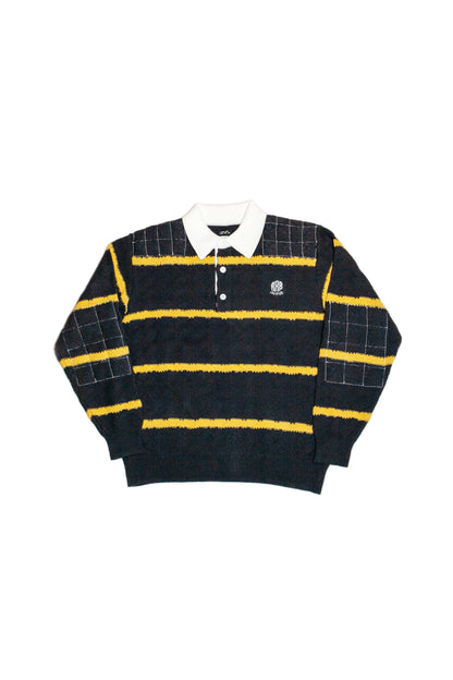 HOME MADE KNITTING RUGBY SHIRT  (FADED BLACK)