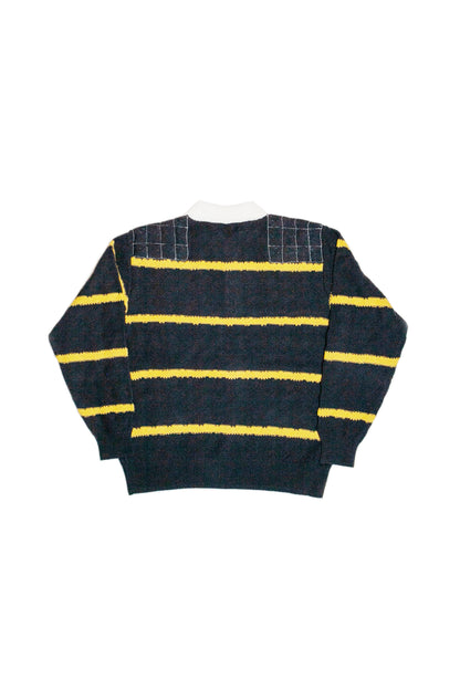 HOME MADE KNITTING RUGBY SHIRT  (FADED BLACK)