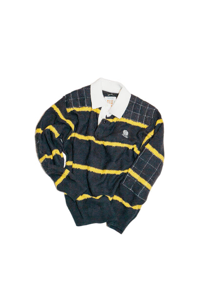 HOME MADE KNITTING RUGBY SHIRT  (FADED BLACK)