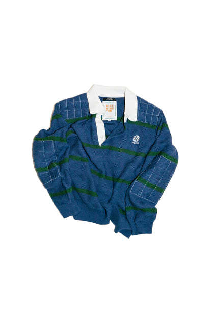 HOME MADE KNITTING RUGBY SHIRT  (FADED NAVY BLUE)