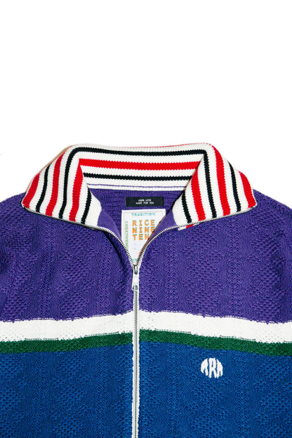 MULTICOLOR KNITTED TRACK JACKET  (PURPLE)