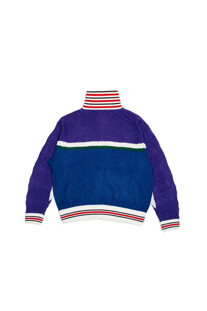 MULTICOLOR KNITTED TRACK JACKET  (PURPLE)