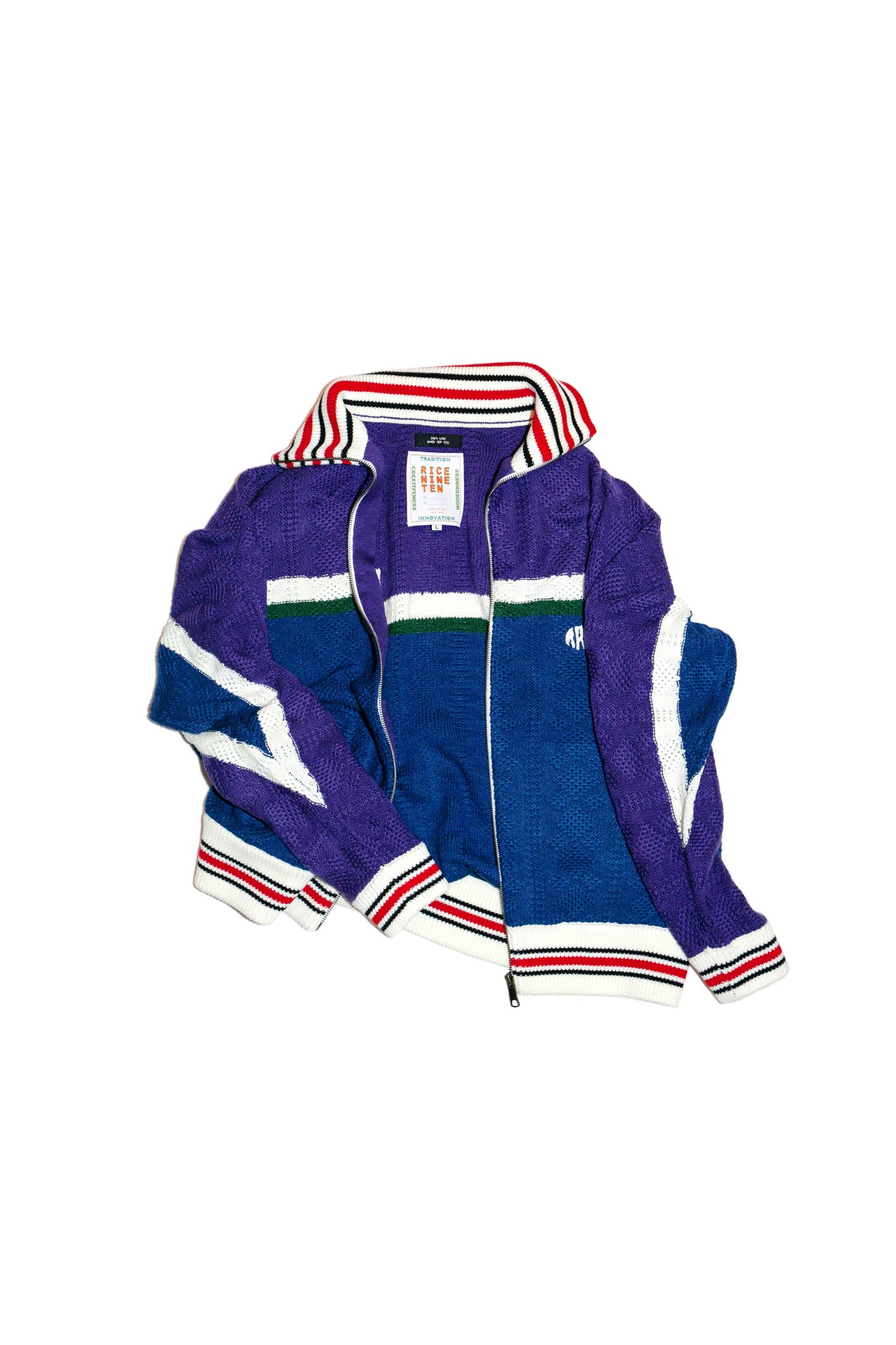 MULTICOLOR KNITTED TRACK JACKET  (PURPLE)