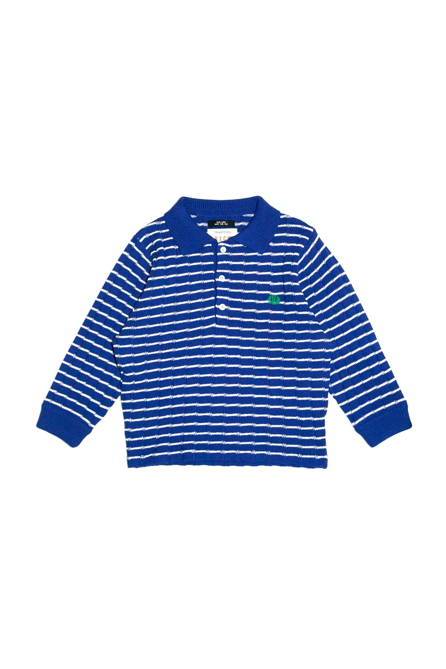 KNITTED CROPPED POLO SHIRT  (BLUE)