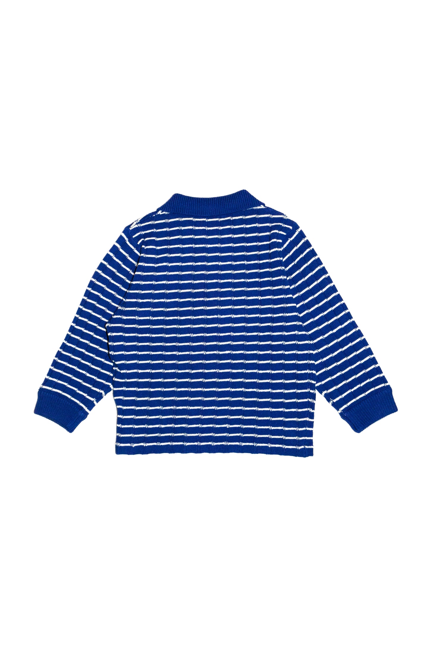 KNITTED CROPPED POLO SHIRT  (BLUE)