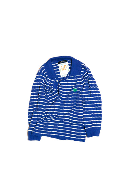 KNITTED CROPPED POLO SHIRT  (BLUE)