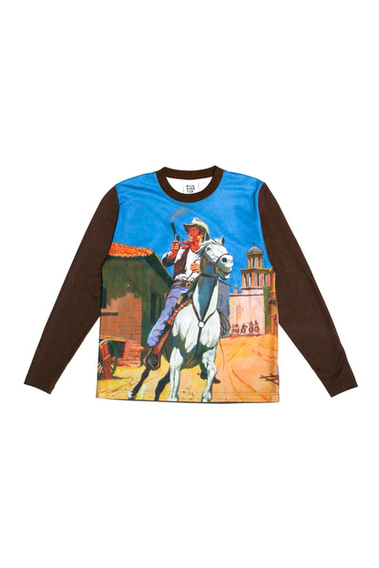 PHOTO PRINT SLIM FIT L/S TEE (BROWN)