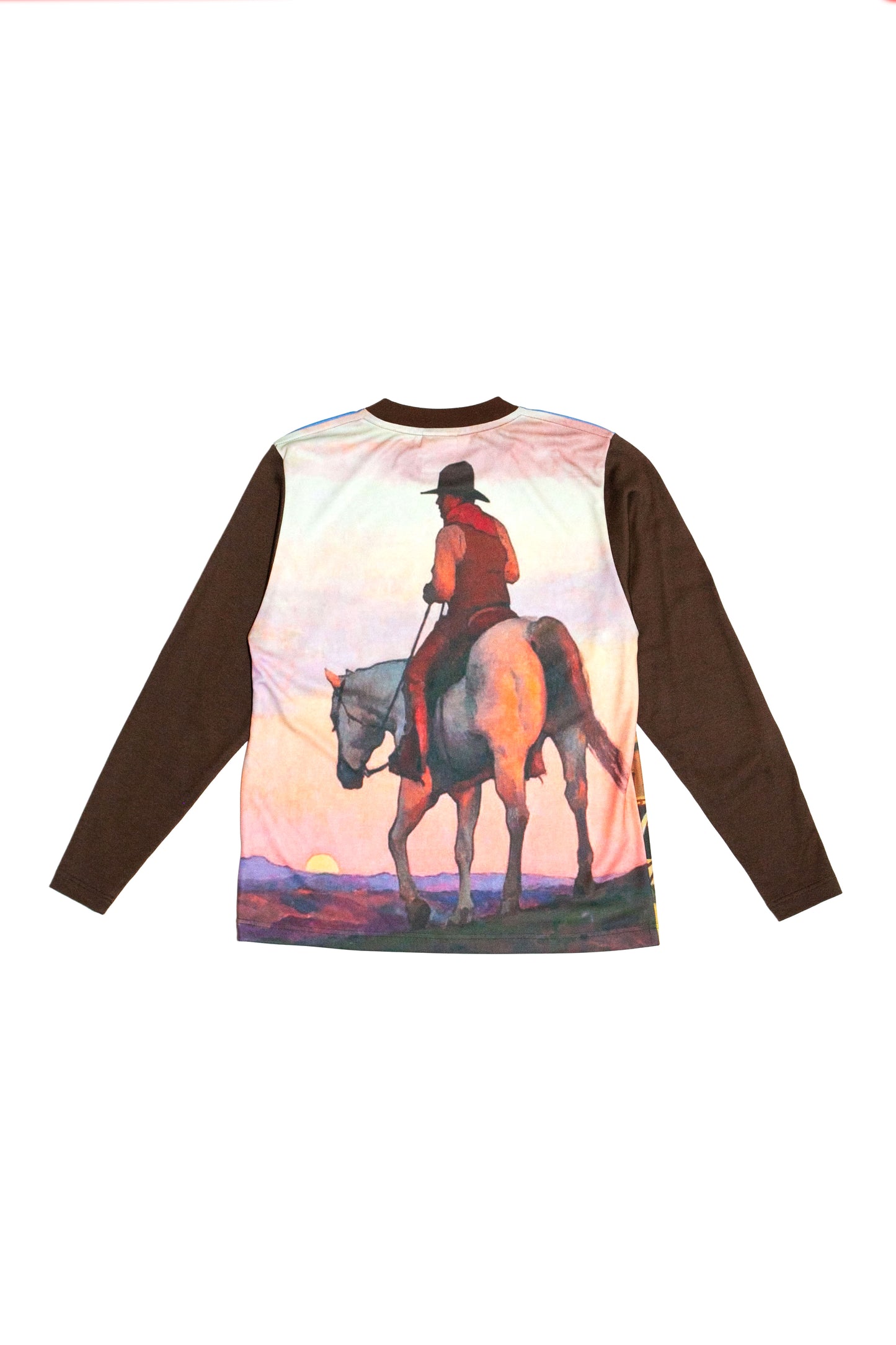 PHOTO PRINT SLIM FIT L/S TEE (BROWN)