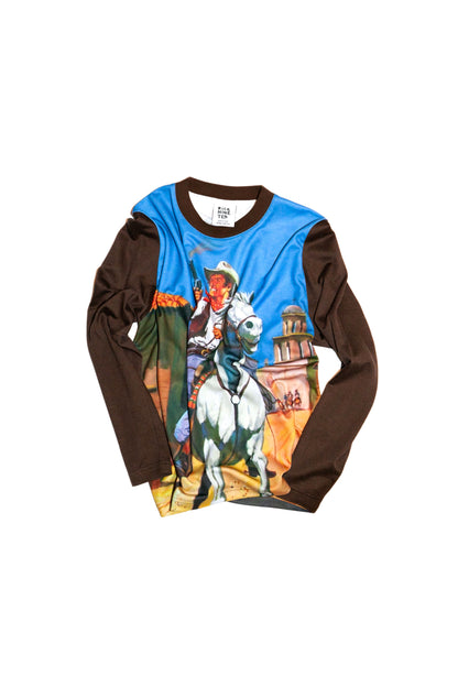 PHOTO PRINT SLIM FIT L/S TEE (BROWN)