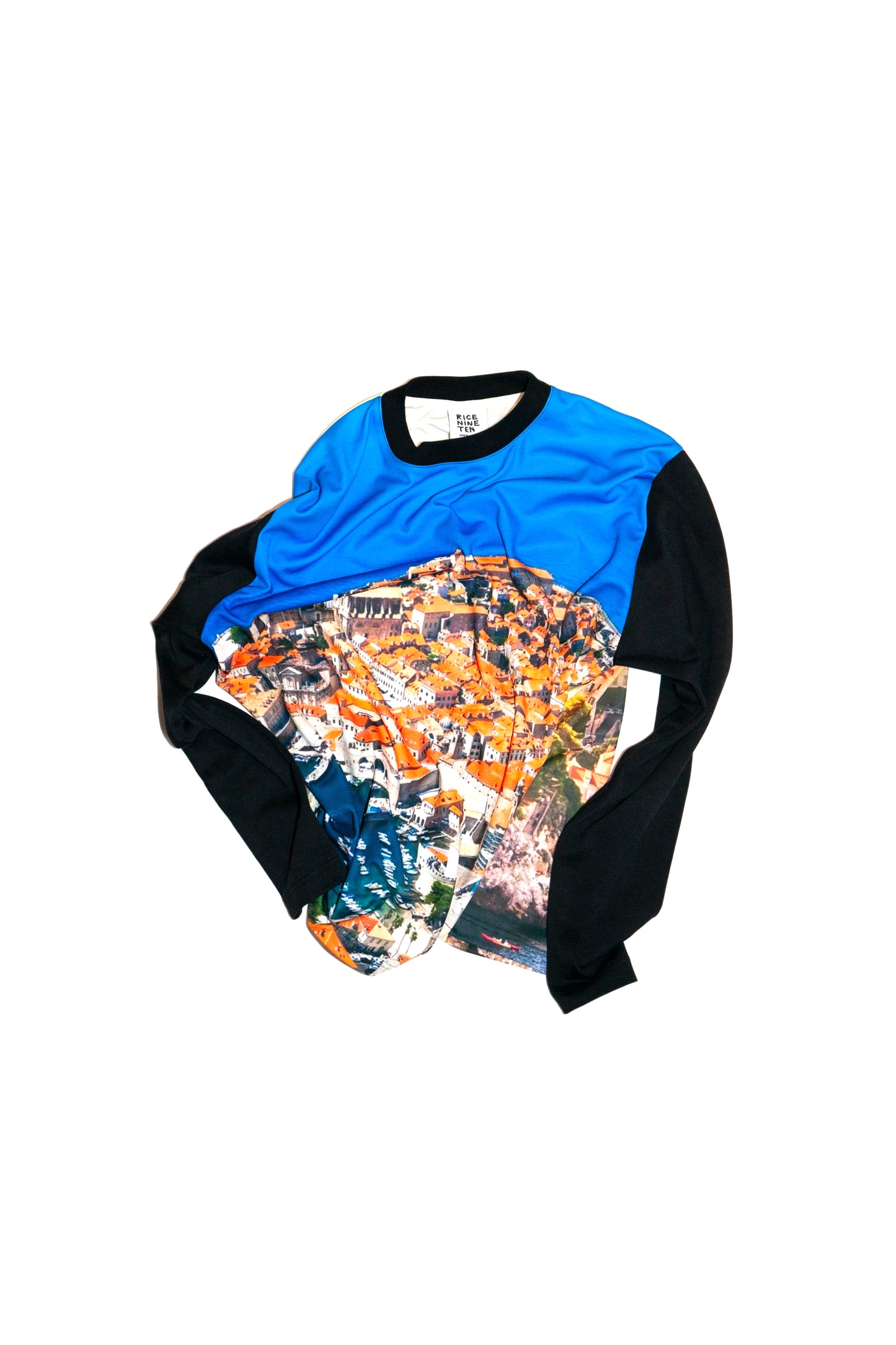 PHOTO PRINT SLIM FIT L/S TEE  (BLACK)